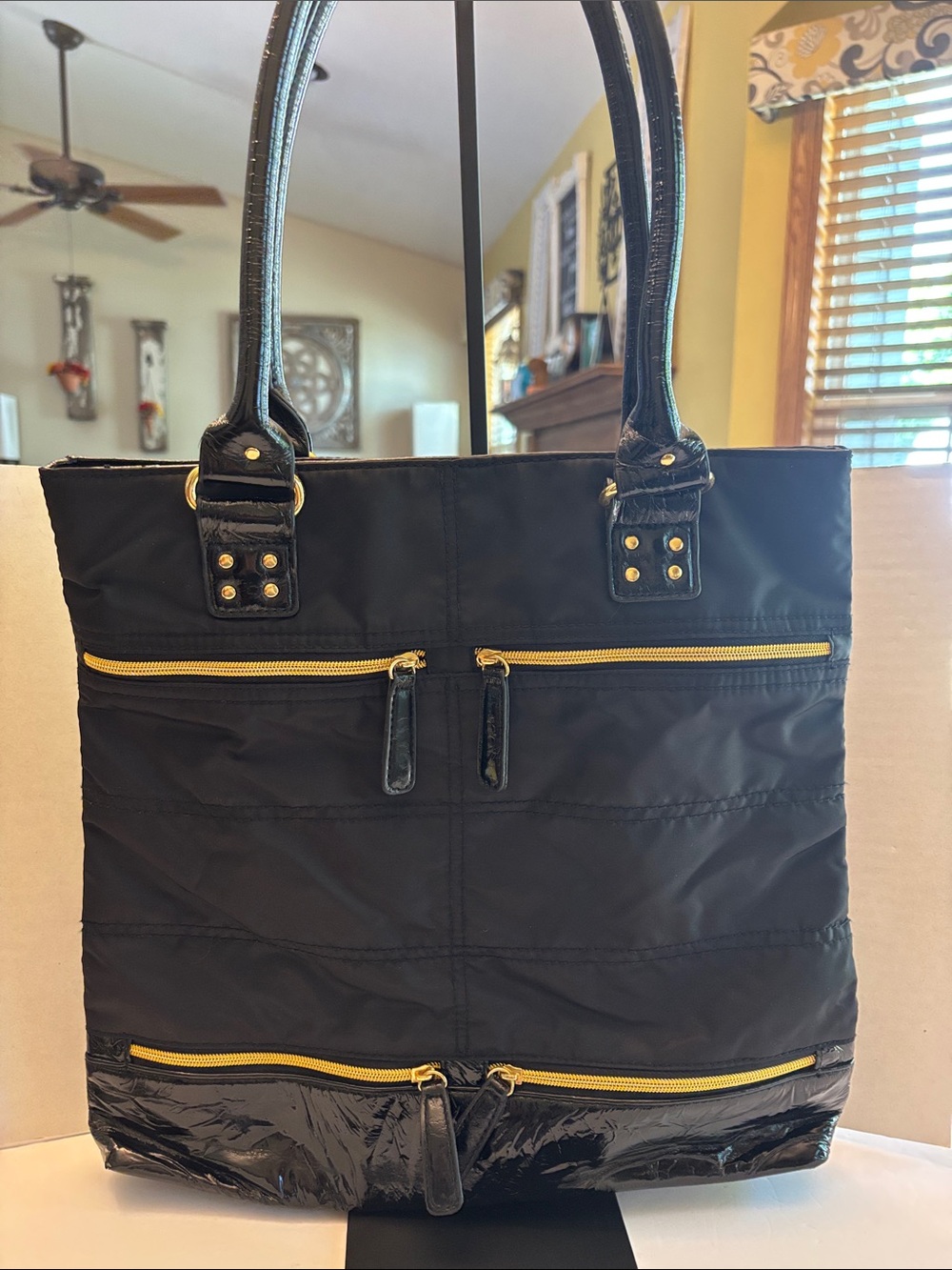 Apt 9 Tote Bag with Gold Zippers NWOT